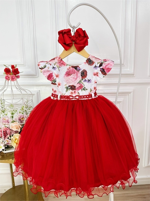 Vestido Infantil Barbie Busto Paetê Pink e Broche de Lacinho