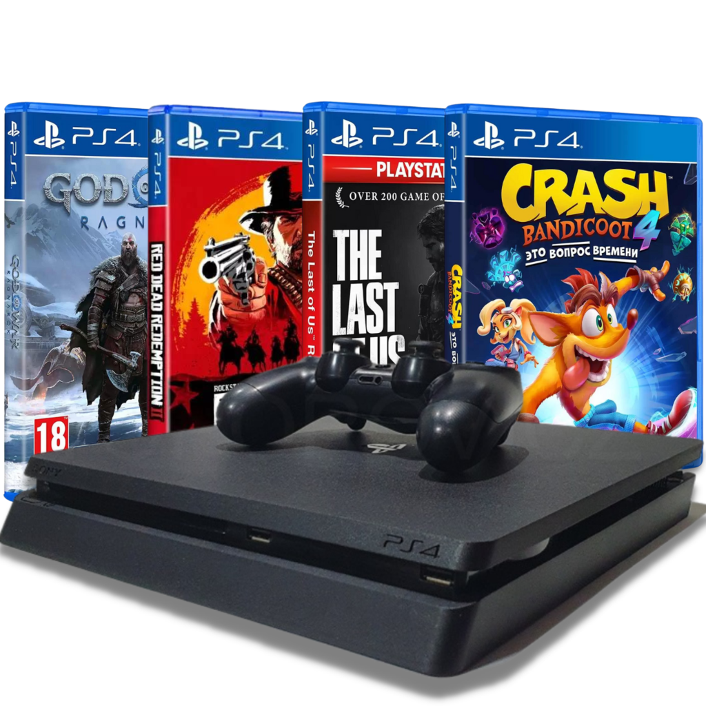 Ps4 Slim Console Playstation 4 + 2 Controle + Jogos