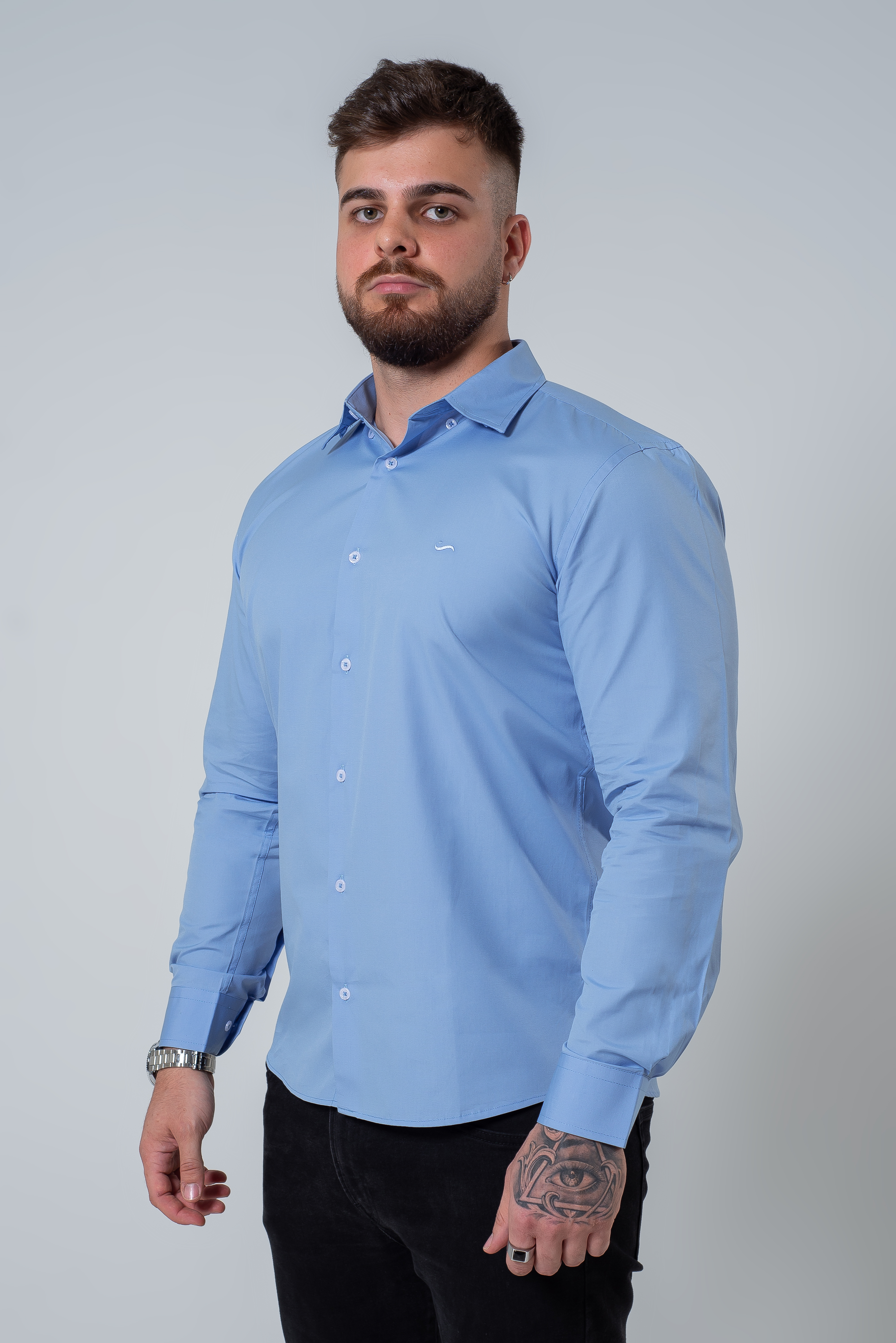 Camisa Slim Fit Xadrez Azul Petróleo