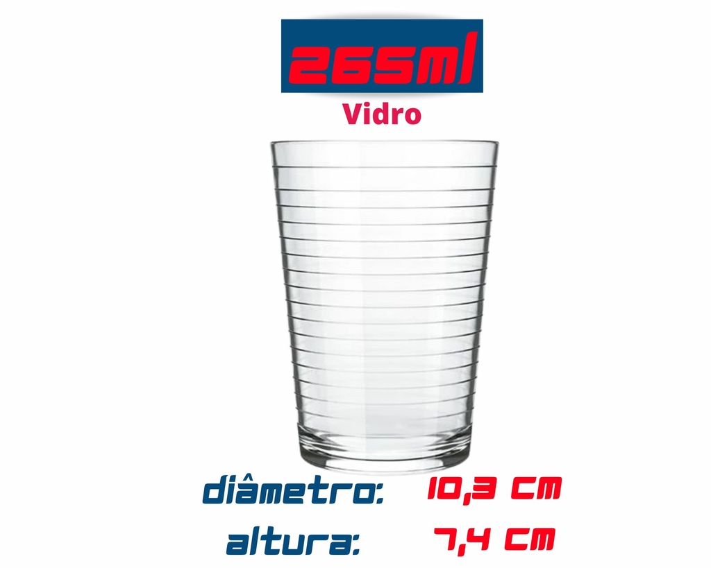 Jogo de Copos Nadir 265ml Batuque com 6 Unidades Vidro