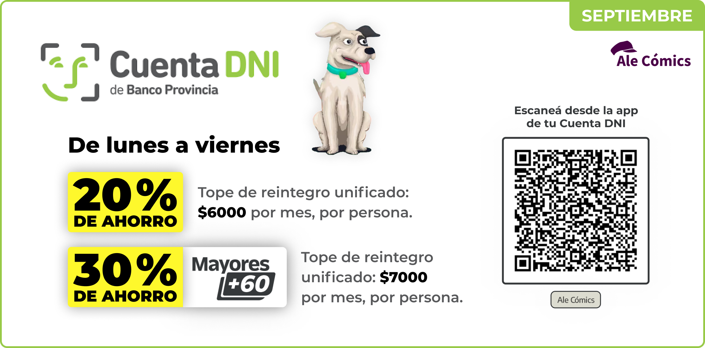 Promoción Cuenta DNI Banco Provincia en Ale Cómics