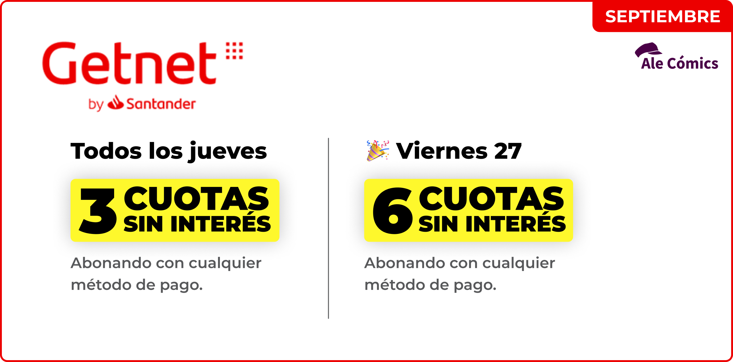 Promoción Getnet Santander en Ale Cómics