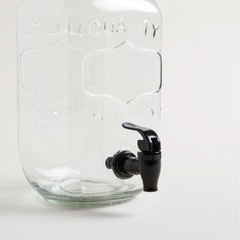 DISPENSER DE VIDRIO C/ TAPA Y CANILLA NEGRAS QUALITY 4000ML