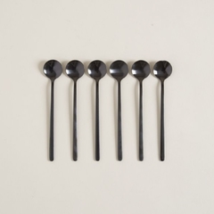 CUCHARAS DE ACERO NEGRO DISEÑO REDONDO 17CM en internet