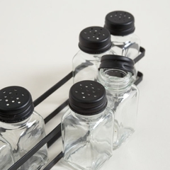 SET X 6 ESPECIEROS EN RACK DE METAL NEGRO 27,5 X 5 X 10,5 CM
