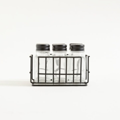 SET X 6 ESPECIEROS TAPA NEGRA EN JAULA 15,5 X 11 X 10 CM/vidrio y metal en internet