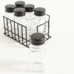 SET X 6 ESPECIEROS TAPA NEGRA EN JAULA 15,5 X 11 X 10 CM/vidrio y metal - comprar online