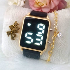 Relogio Feminino Digital Dourado - KIT023