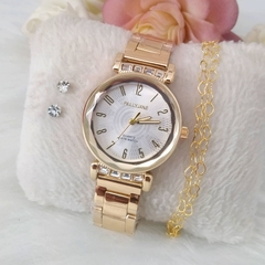 Relogio Feminino Prova dagua Dourado - KIT115