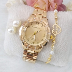 Relogio Feminino Prova dagua + Pulseira Folheada - KIT127