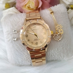 Relogio Feminino Prova dagua Dourado - KIT118