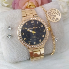 Relogio Feminino Prova dagua Dourado - KIT114