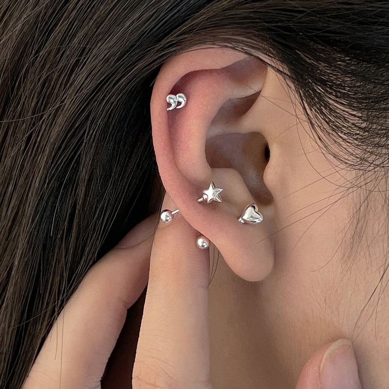 PIERCING HELIX OU SEGUNDO FURO EM PRATA 925 - 1 PAR