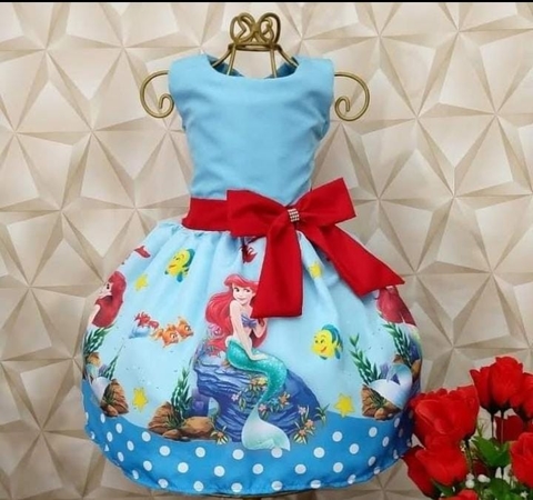 Vestido Infantil Princesa Sereia Ariel e Amigos C/ Pérolas Sku: 1186RR  Categoria: BAILA NINA 4 ao 16BAILA NINA TEMÁTICOSVESTIDOS 4 ao 16 Marca:  Bail