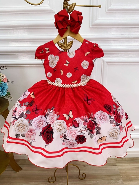 Vestido Infantil Vermelho Xadrez Colorido Natal Festas – PequenoLook