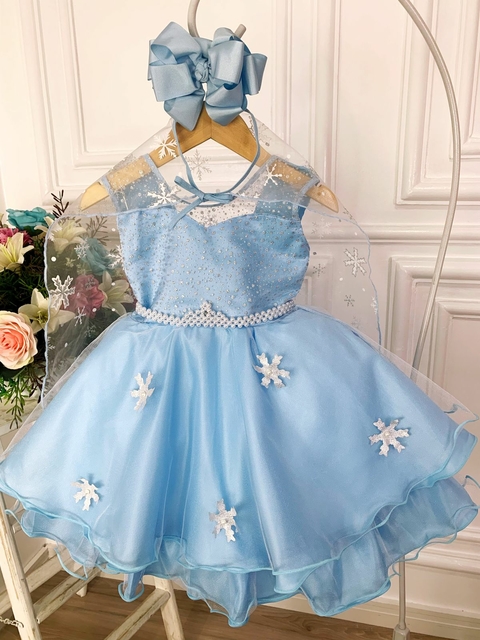 Vestido Infantil Frozen e Olaf Princesas Broche de Laço - Fabuloso Ateliê