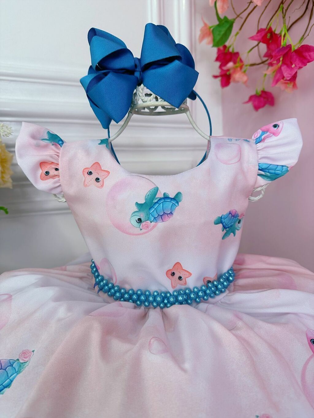 Vestido Infantil Princesa Ariel Lilás E Tule Verde Pérolas