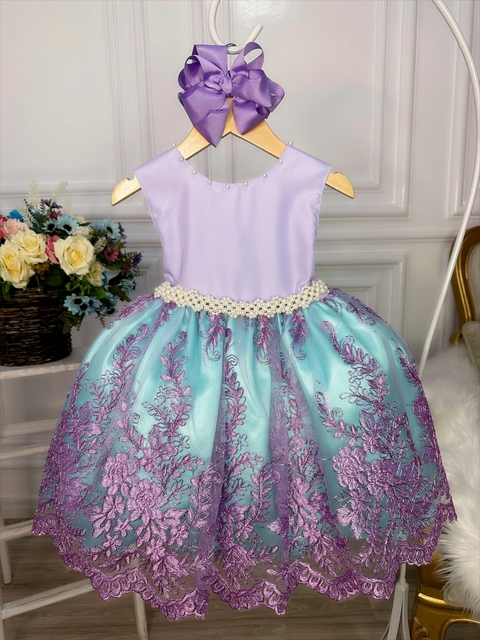 Vestido Infantil Princesa Sereia Ariel e Amigos C/ Pérolas Sku: 1186RR  Categoria: BAILA NINA 4 ao 16BAILA NINA TEMÁTICOSVESTIDOS 4 ao 16 Marca:  Bail