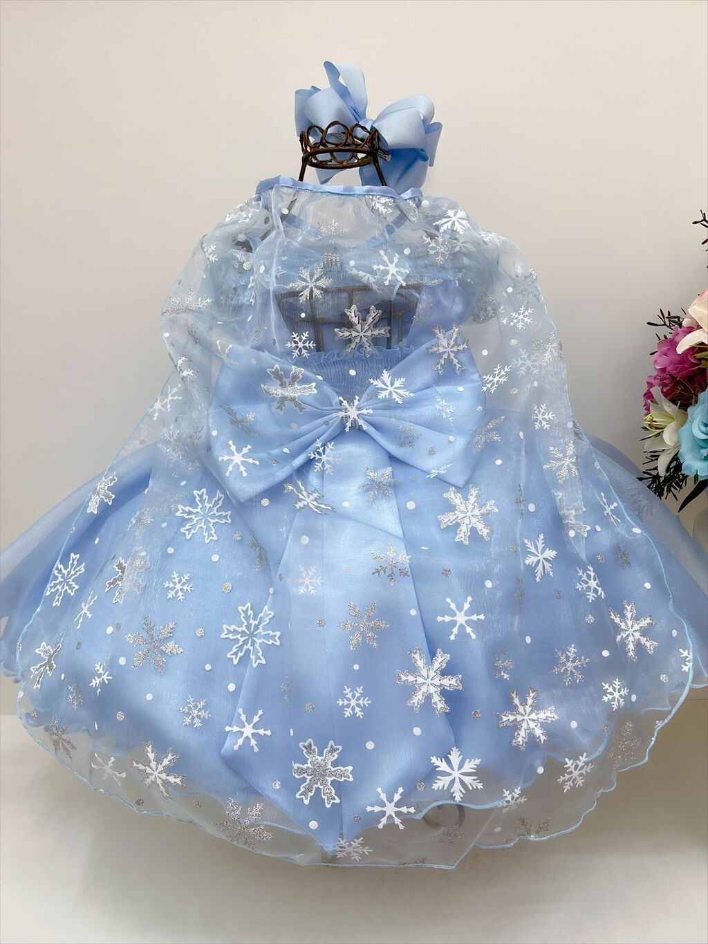 Vestido Infantil Frozen Com Capa Luxo Festas De Princesas