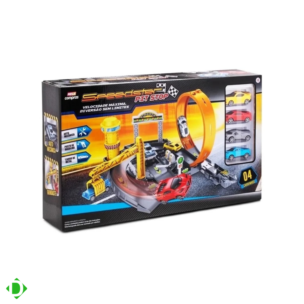 Pista de Carrinhos com Looping Speedster com 4 carrinhos Polibrinq