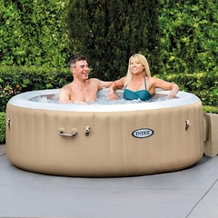 Spa Inlfable burbujas marron con personas adentro