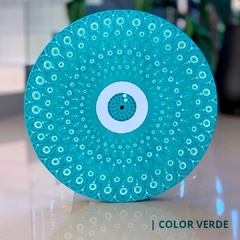 Cuadros de autor hechos con la tecnica puntillismo. Colores azules, dorado y celeste