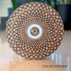 Cuadros de autor hechos con la tecnica puntillismo. Colores azules, dorado y celeste