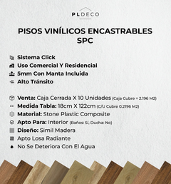Ficha técnica pisos vinilicos spc encastrables click