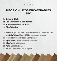 Ficha tecnica pisos símil madera encastrable SPC
