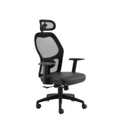 Silla ergonomica de oficina con cabezal gamma cuero negro