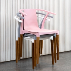 silla wood palta patas de madera y estructura blanca