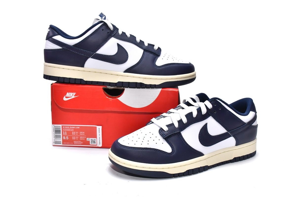 nike dunk low midnight navy white