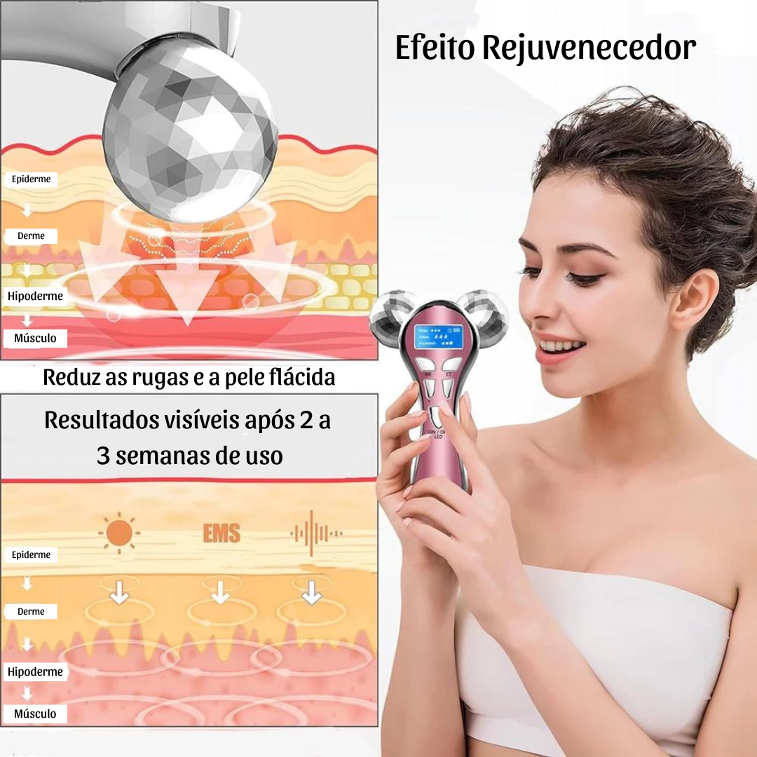 Massageador Facial Roller Com Microcorrente