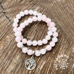 Conjunto de pulseiras de Quartzo Rosa