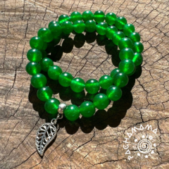 Pulseira Jade Verde com pingente folha - Pachamama