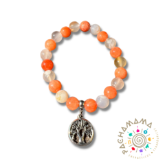Pulseira Jade Laranja + Kunzita com pingente árvore da vida - comprar online