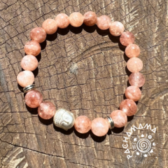 Pulseira Pedra-do-Sol com Buda Hematita