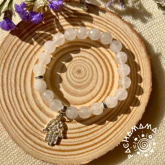 Pulseira Jade Branca 8mm com pingente