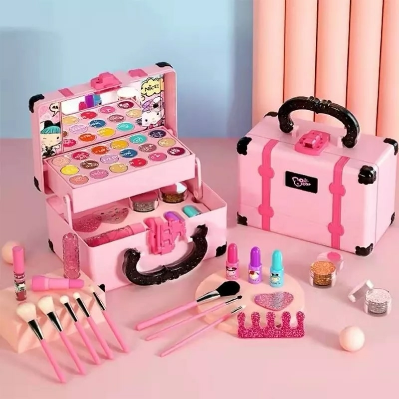 Kit Estojo De Maquiagem Infantil Boneca Com 16 Itens