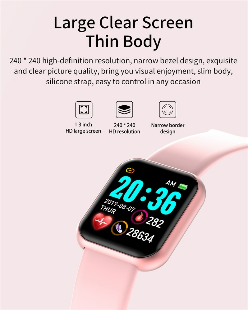 Smart Watch Y68 D20 - Relógio Inteligente - Rosa