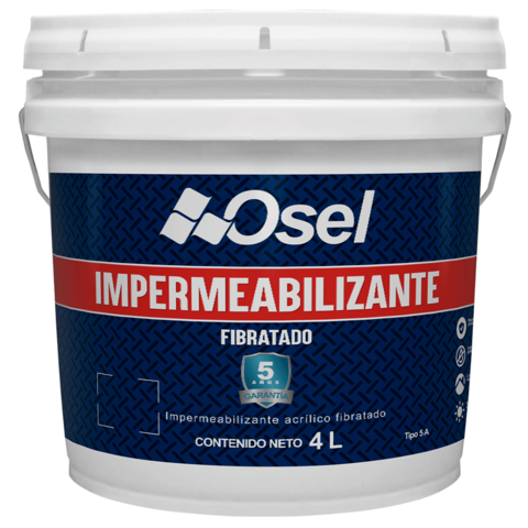 IMPERMEABILIZANTE ACRILICO OSEL FIBRATADO 5 AÑOS BLANCO 19LT