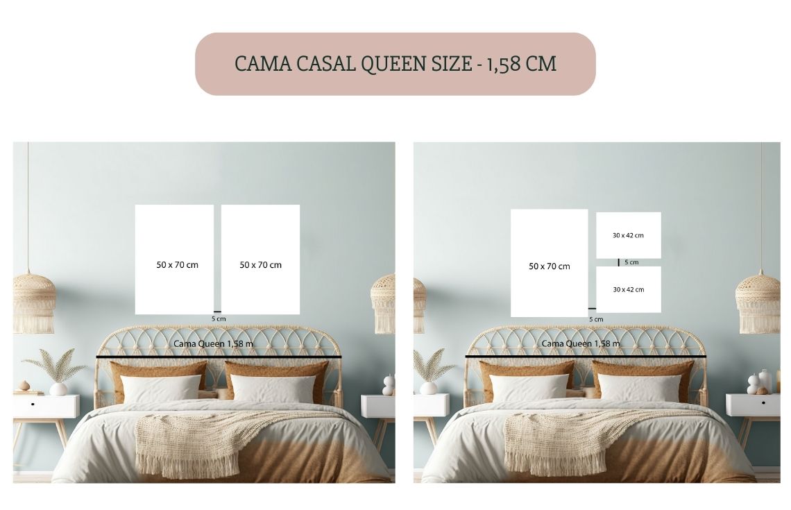 quadros decorativos para Cama casal queen size