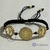 Pulsera tejida, dijes San Benito, San Miguel y Virgen Guadalupe Rodio