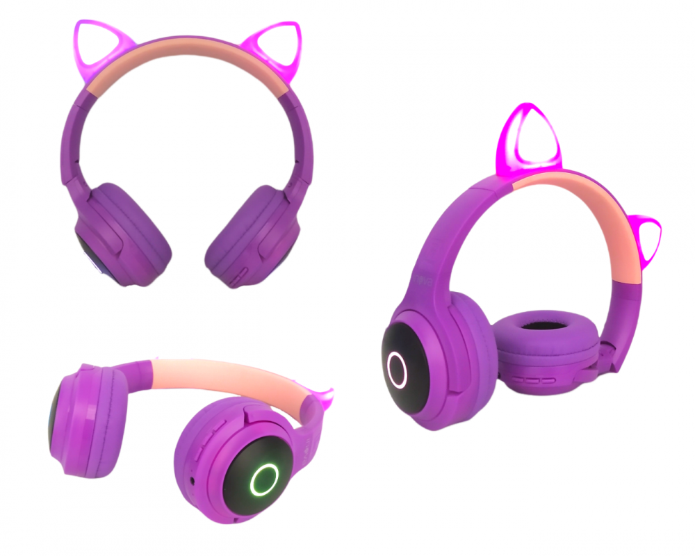 Fone Ouvido Headphone Orelha Gato Bluetooth Dobravel Led Anúncio com  variação - E_IDEIAS ONLINE