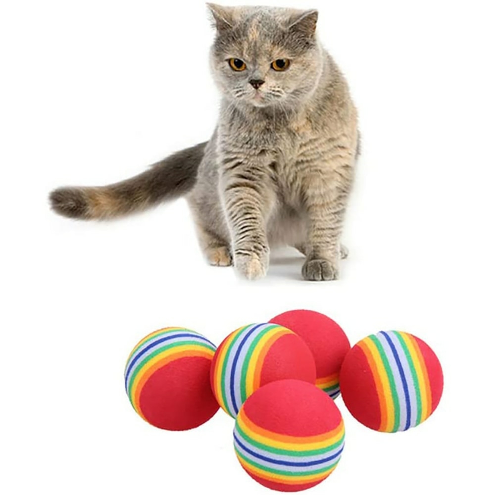 1pc Brinquedo Para Gatos Bola De Espuma EVA Macia Com Penas Bolas De  Brinquedo Coloridas Arco