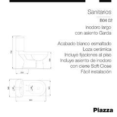 Inodoro Largo Garda Mochila y Asiento - comprar online