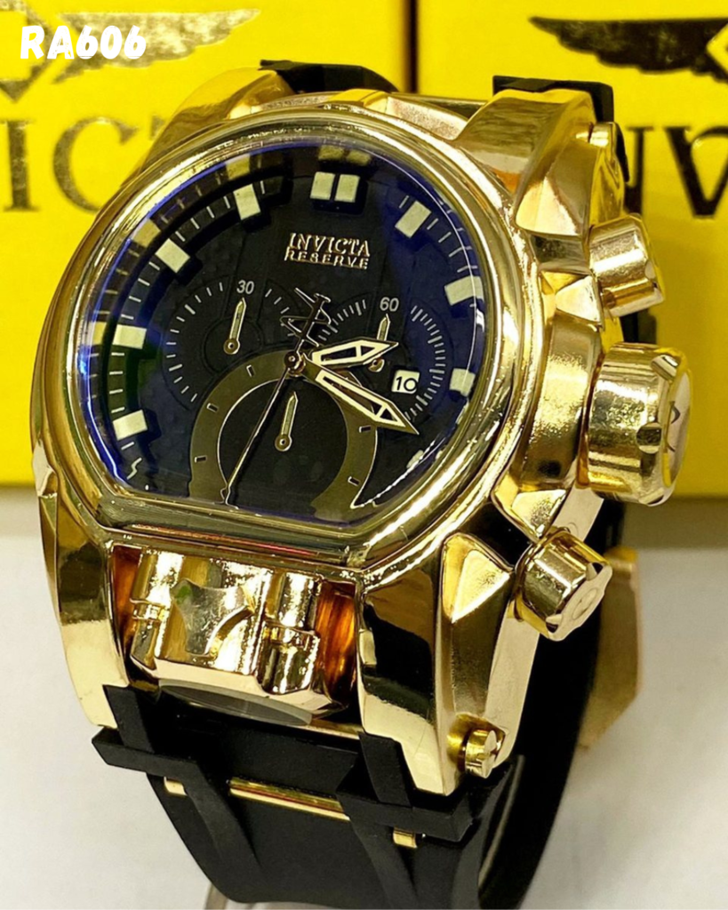 Relógio Masculino Invicta Zeus Magnum Dourado fundo Preto Pulseira