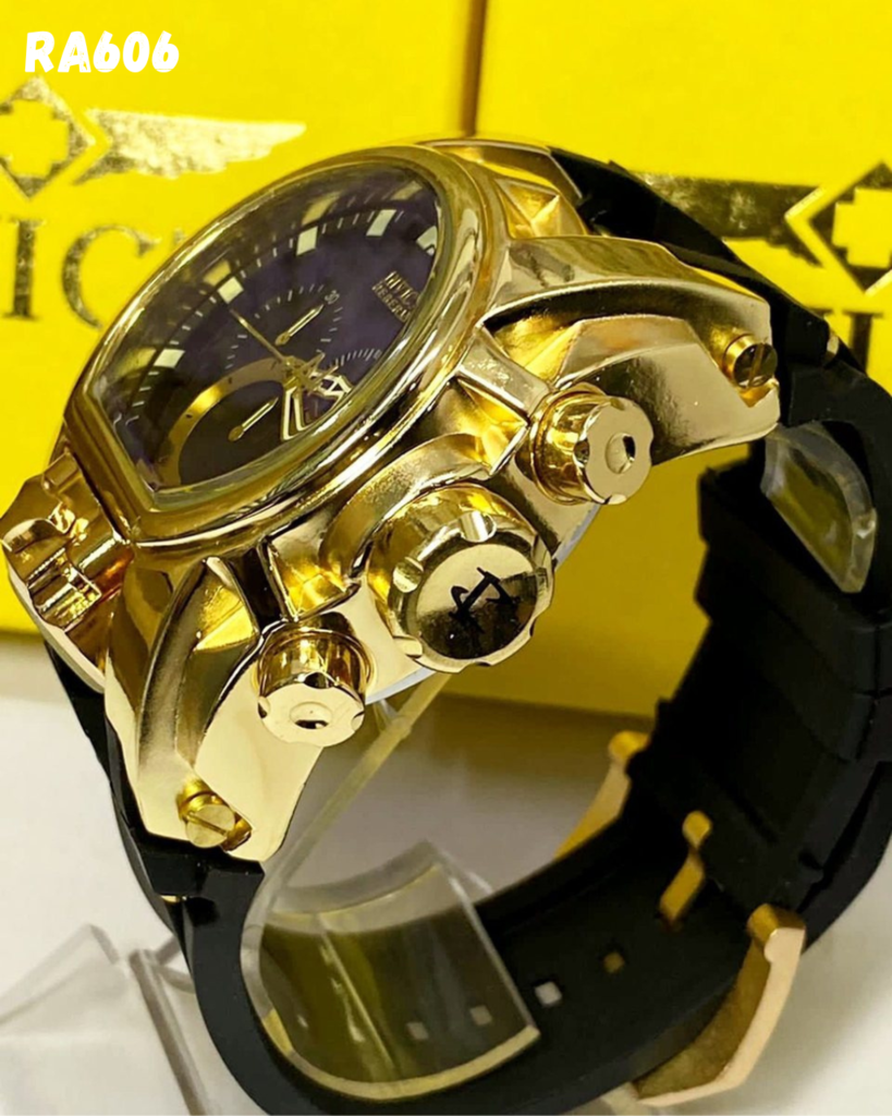 Relógio Magnum Masculino Dourado Pulseira Preta Prova D´agua
