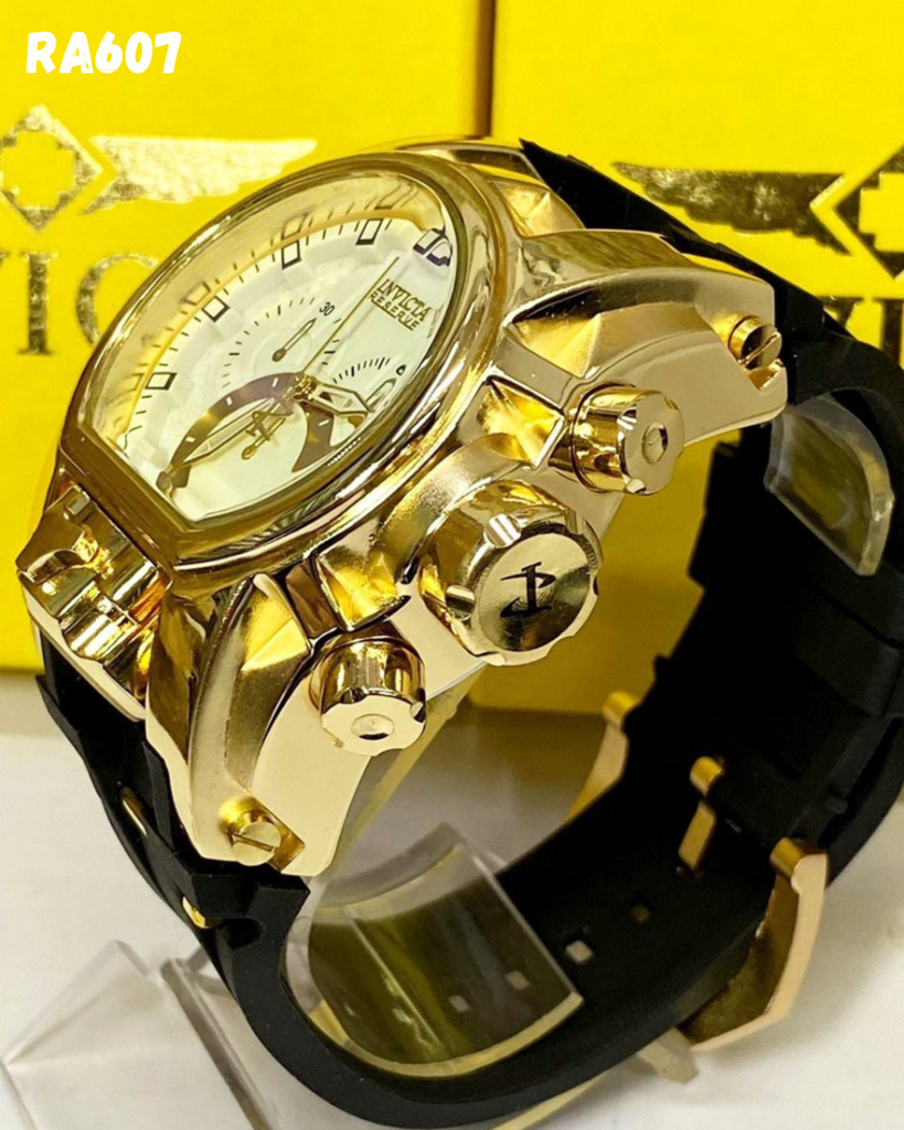 Relógio Masculino Invicta Zeus Magnum Dourado fundo Branco