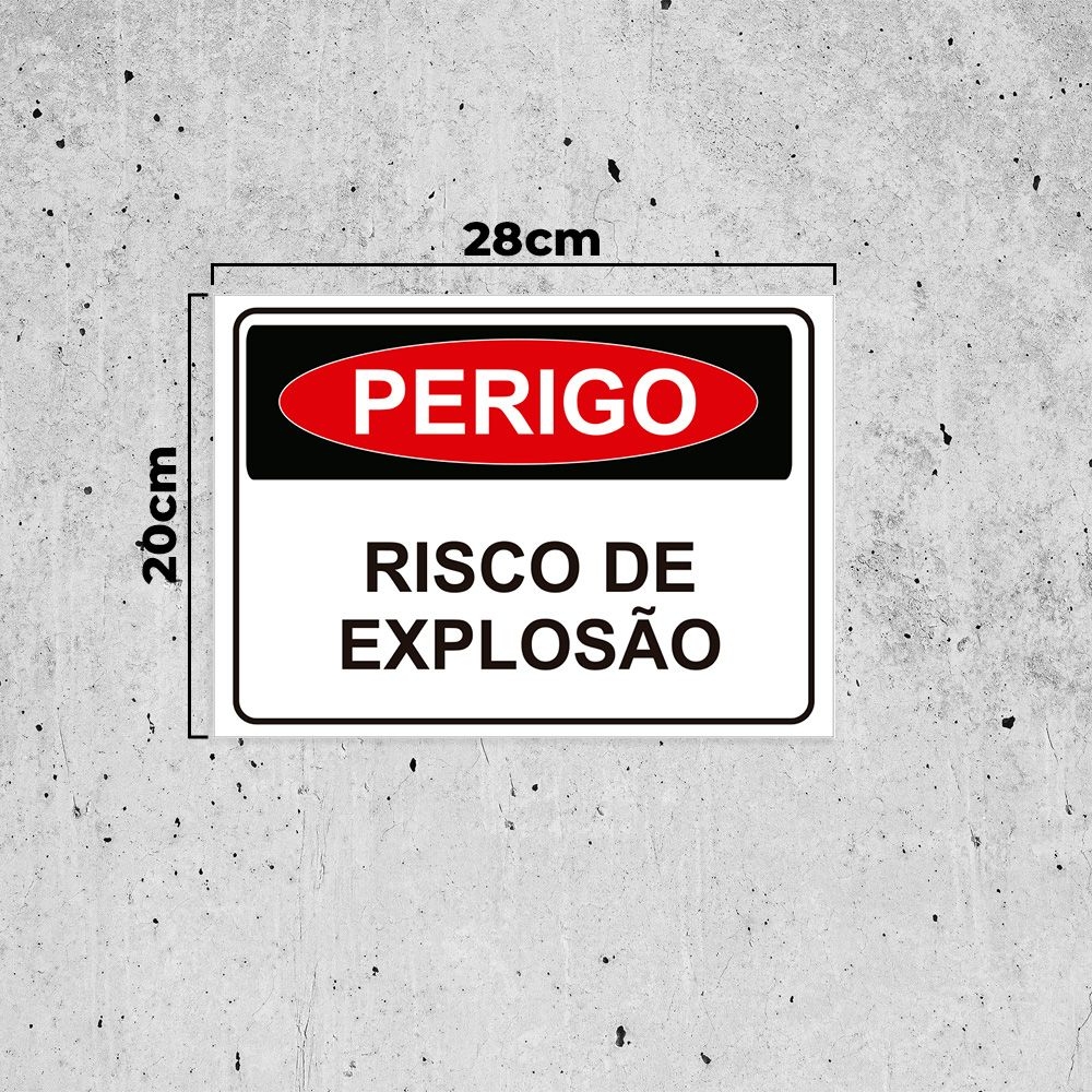 Placa De Sinalização Perigo Risco De Explosão Em Pvc 2095